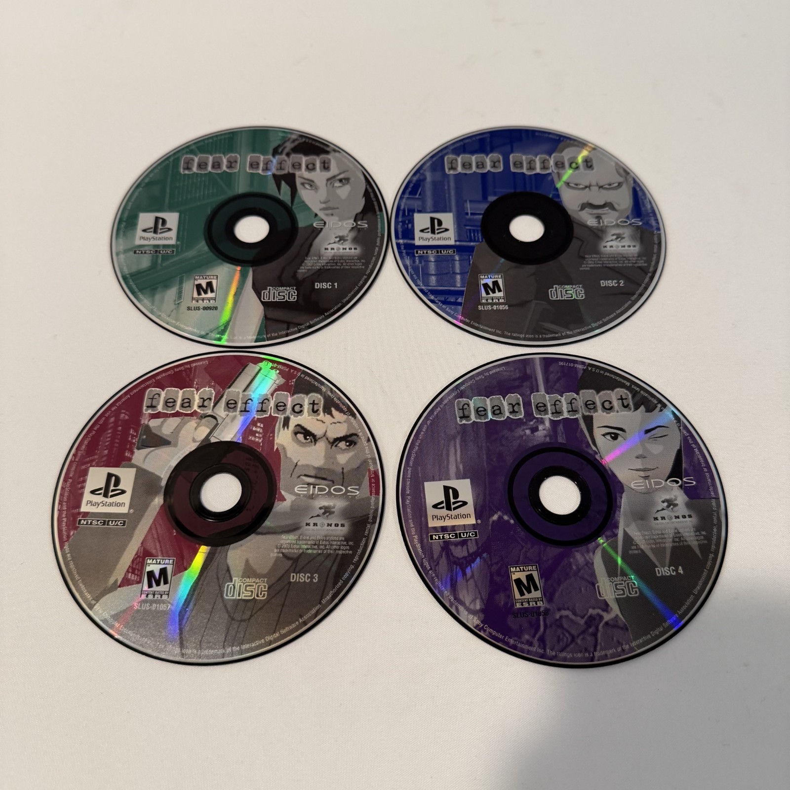 Fear Effect PS1 Eidos Survival Horror Action Adventure Video Game 4 Discs Only