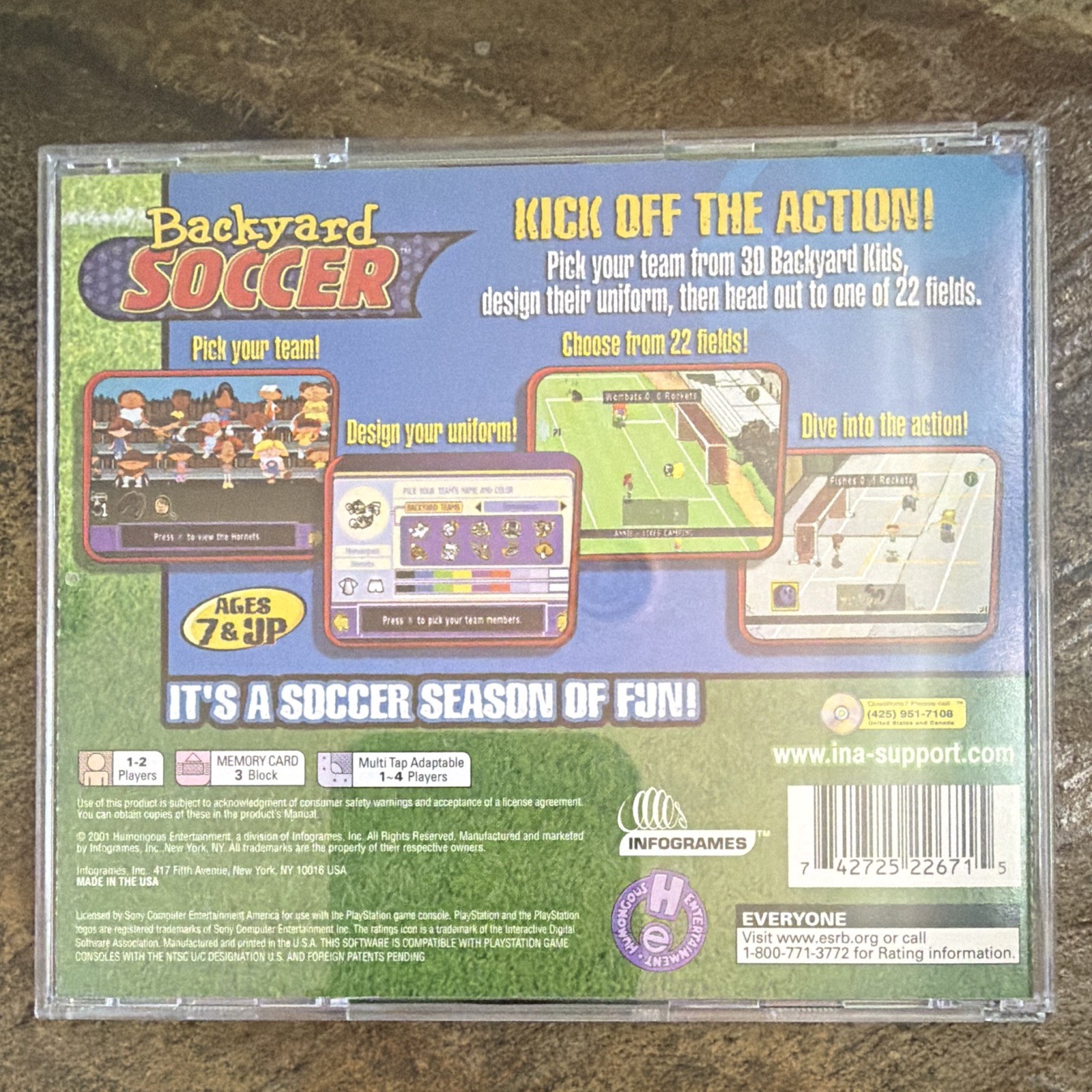 Backyard Soccer PS1 2001 E-Everyone Manual Included CIB