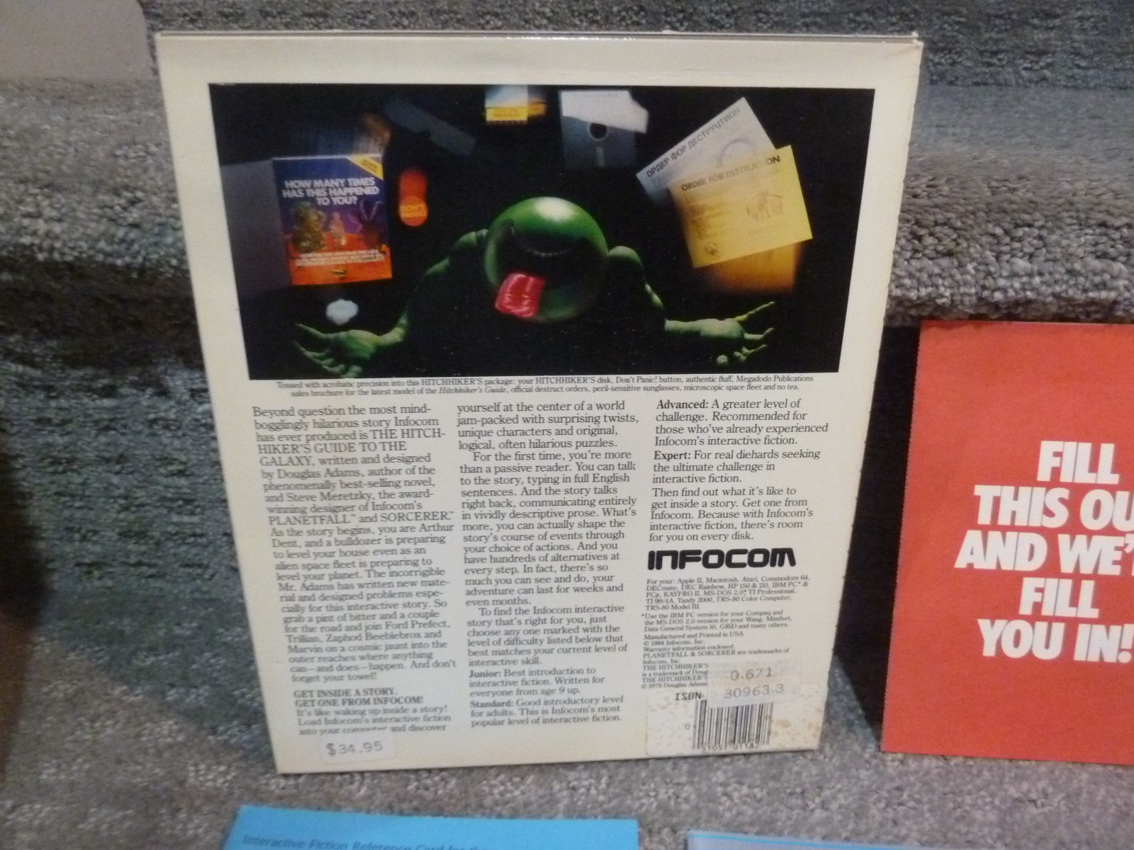 1984 Infocom Hitchhiker’s Guide to the Galaxy for Commodore 64 Complete RARE