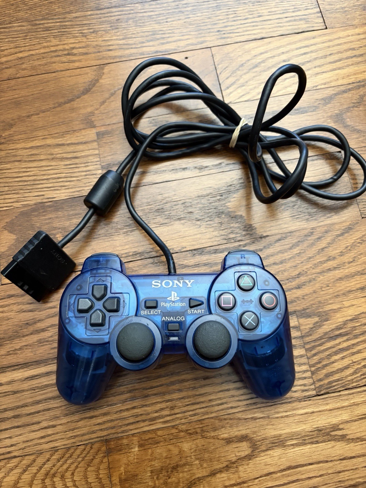 Sony PlayStation 2 PS2 Ocean Blue Clear Wired Controller Used – Tested Works