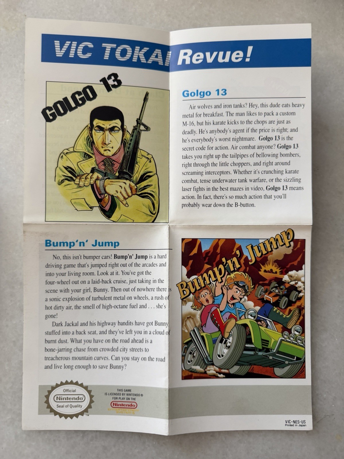 Clash At Demonhead Nintendo NES VIC-NES-US Bump’n Jump Insert Booklet