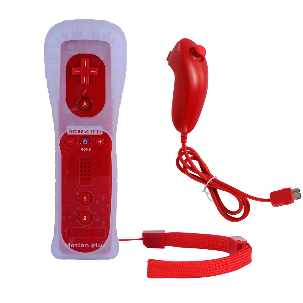 Built in Motion Plus Remote Nunchuck Controller + Case for Nintendo Wii / Wii U