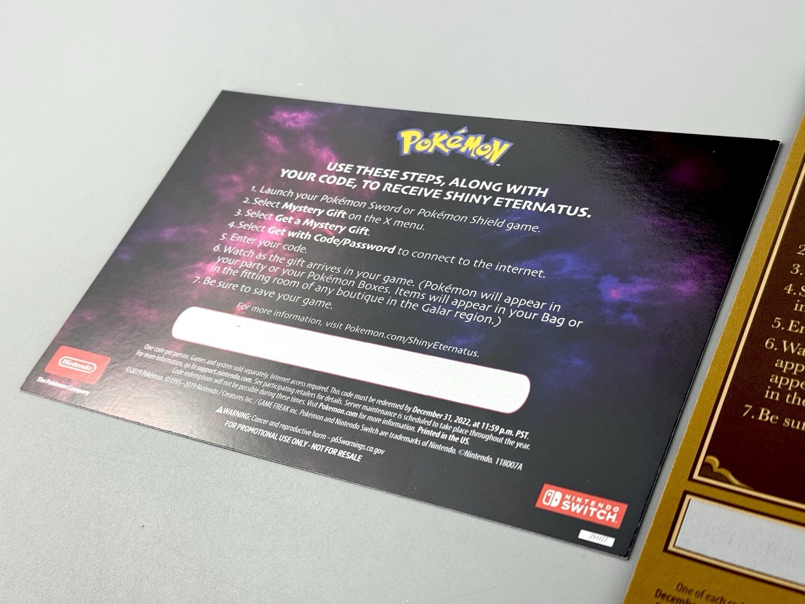 Pokémon Sword Shield Shiny Eternatus Genesect Volcanion UNSCRATCHED CODE EXPIRED