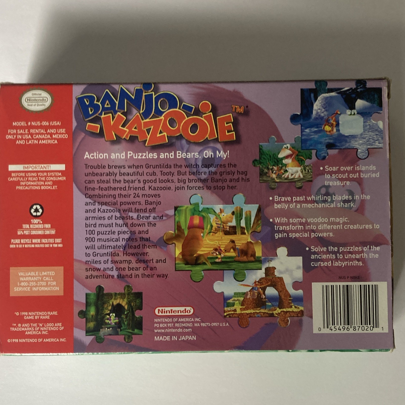 Banjo-Kazooie Nintendo 64 1998 NTSC-U/C Complete w/ Manual Original Box Tested
