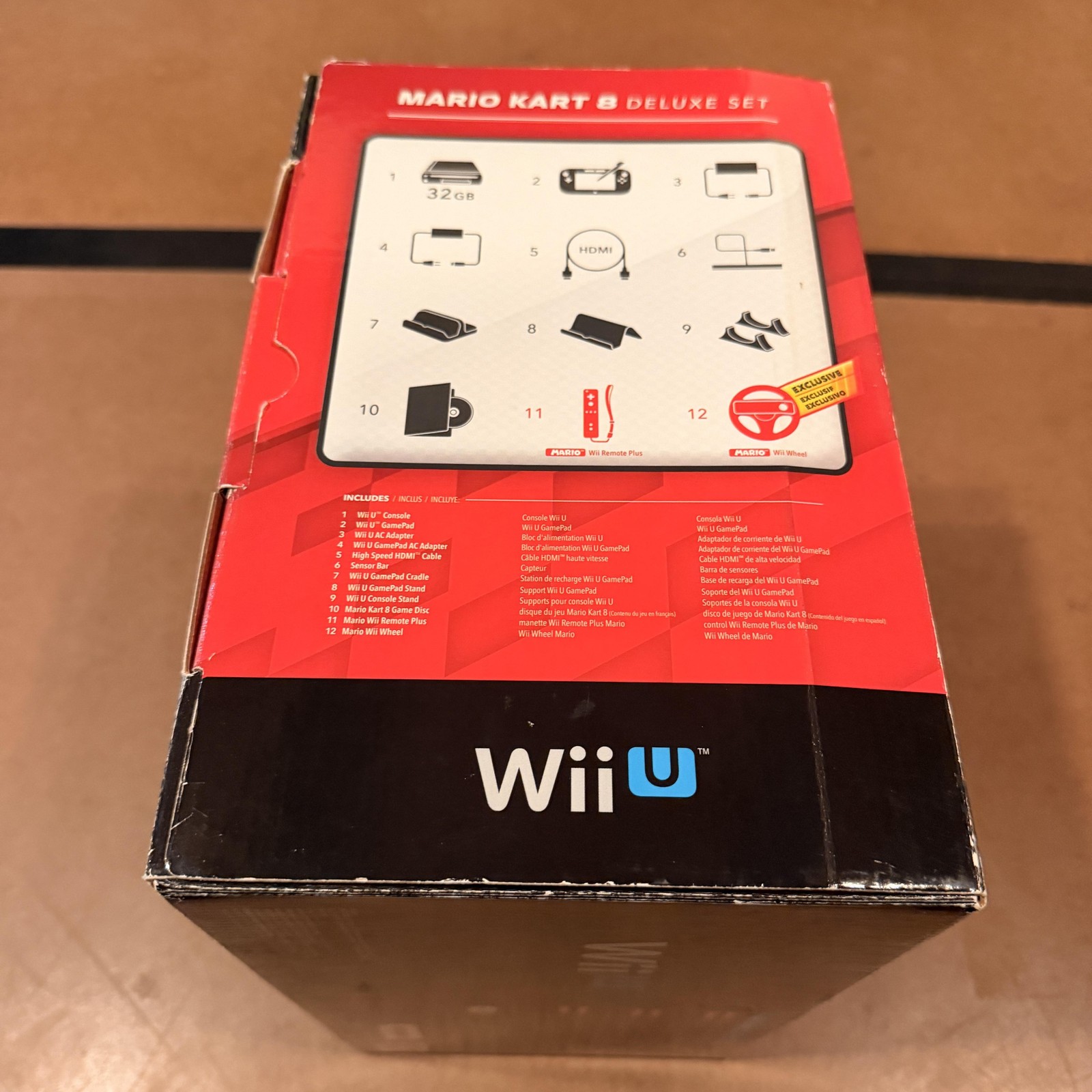 Nintendo Wii U Mario Kart 8 Deluxe 32GB Black Box Only Inserts Manuals Packaging