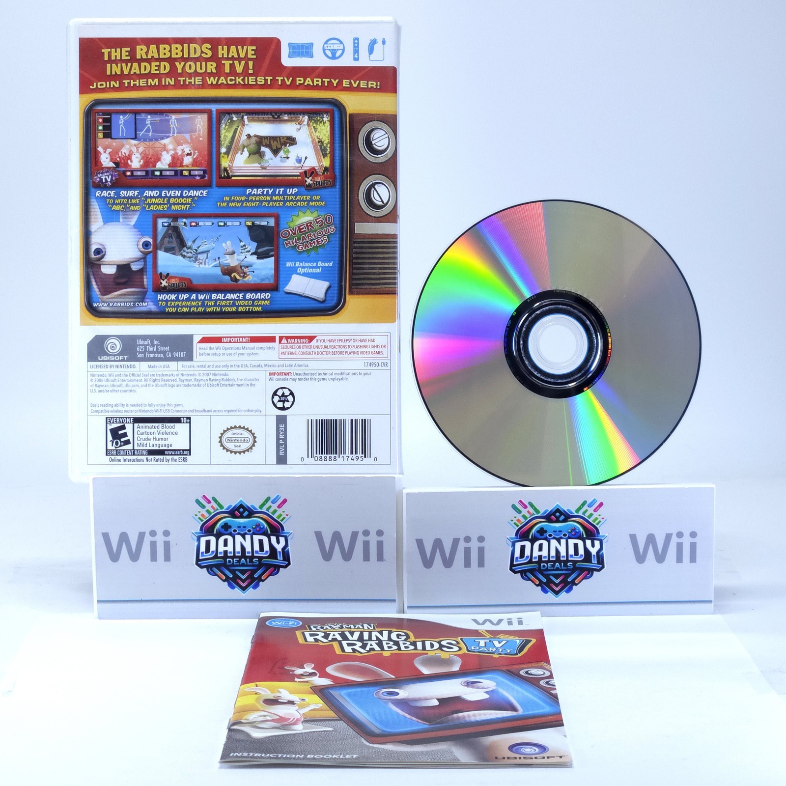 Rayman Raving Rabbids TV Party CIB W/ Manual – Wii