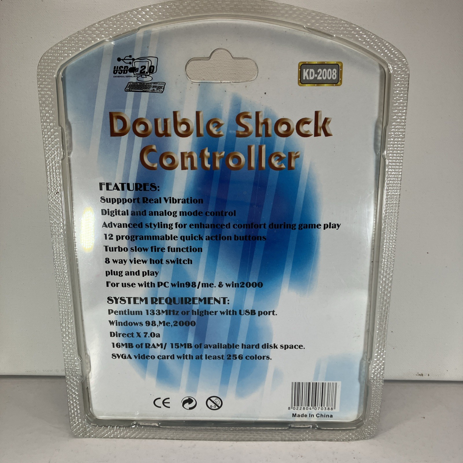 Double Shock #KD-2008 PC Analog Controller PS2 Style USB 2.0 Corded 12 Button