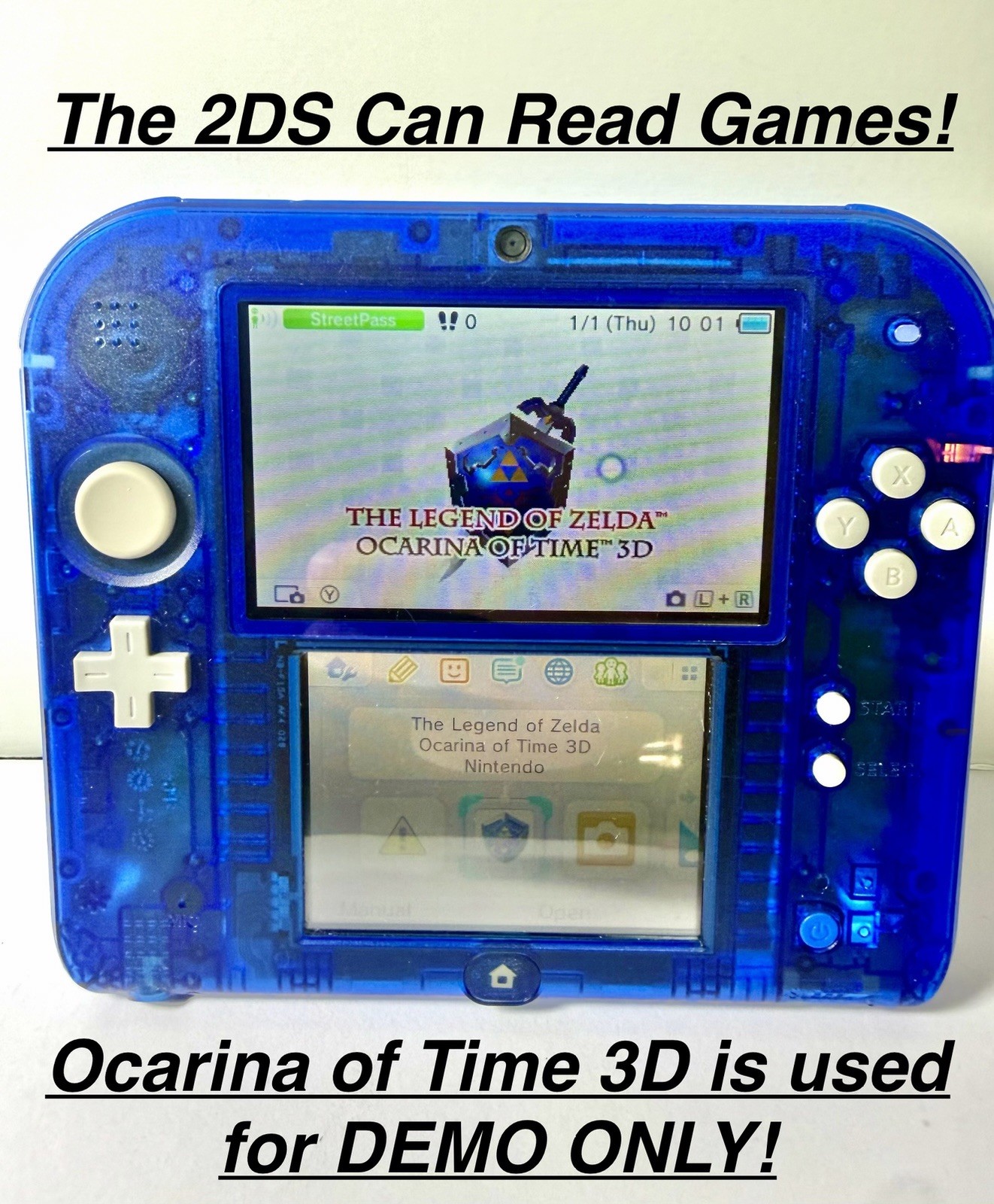 Crystal Blue Nintendo 2DS Handheld Console w/ Charger (2014 Toys R Us Exclusive)