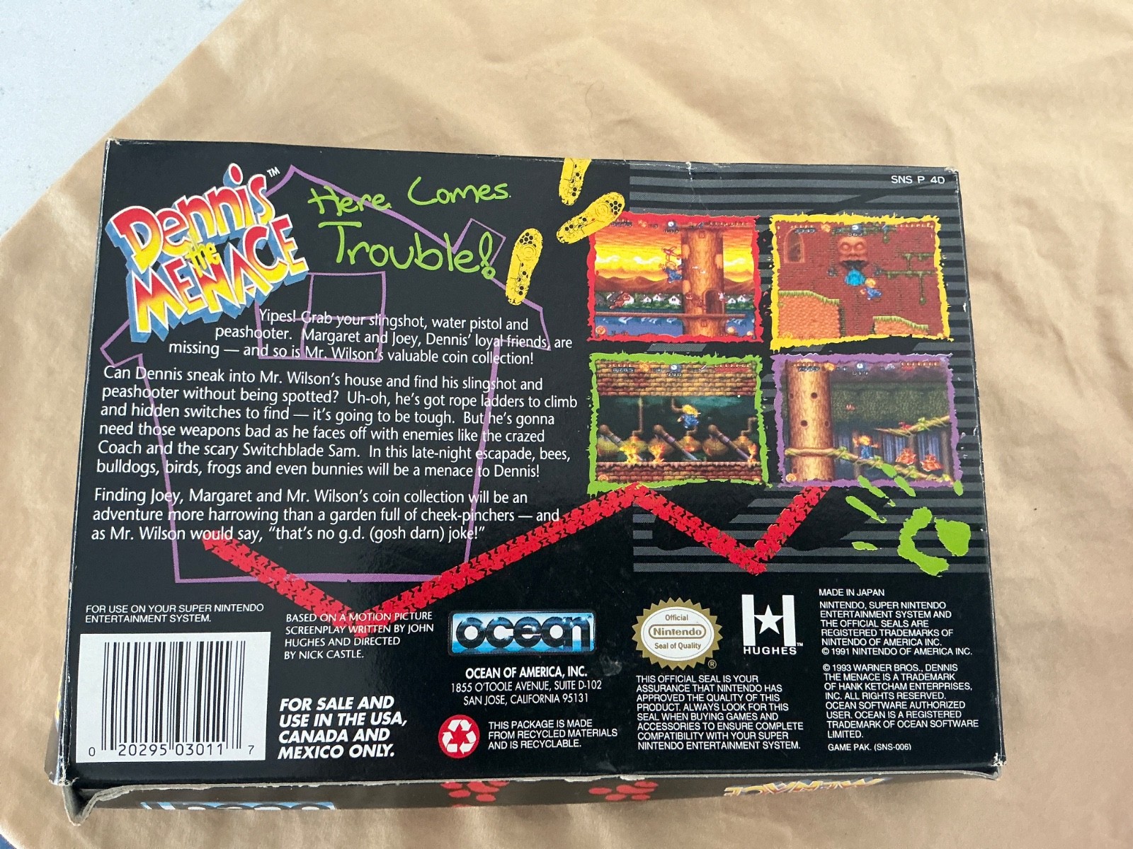Dennis The Menace SNES Box and Manuel ONLY