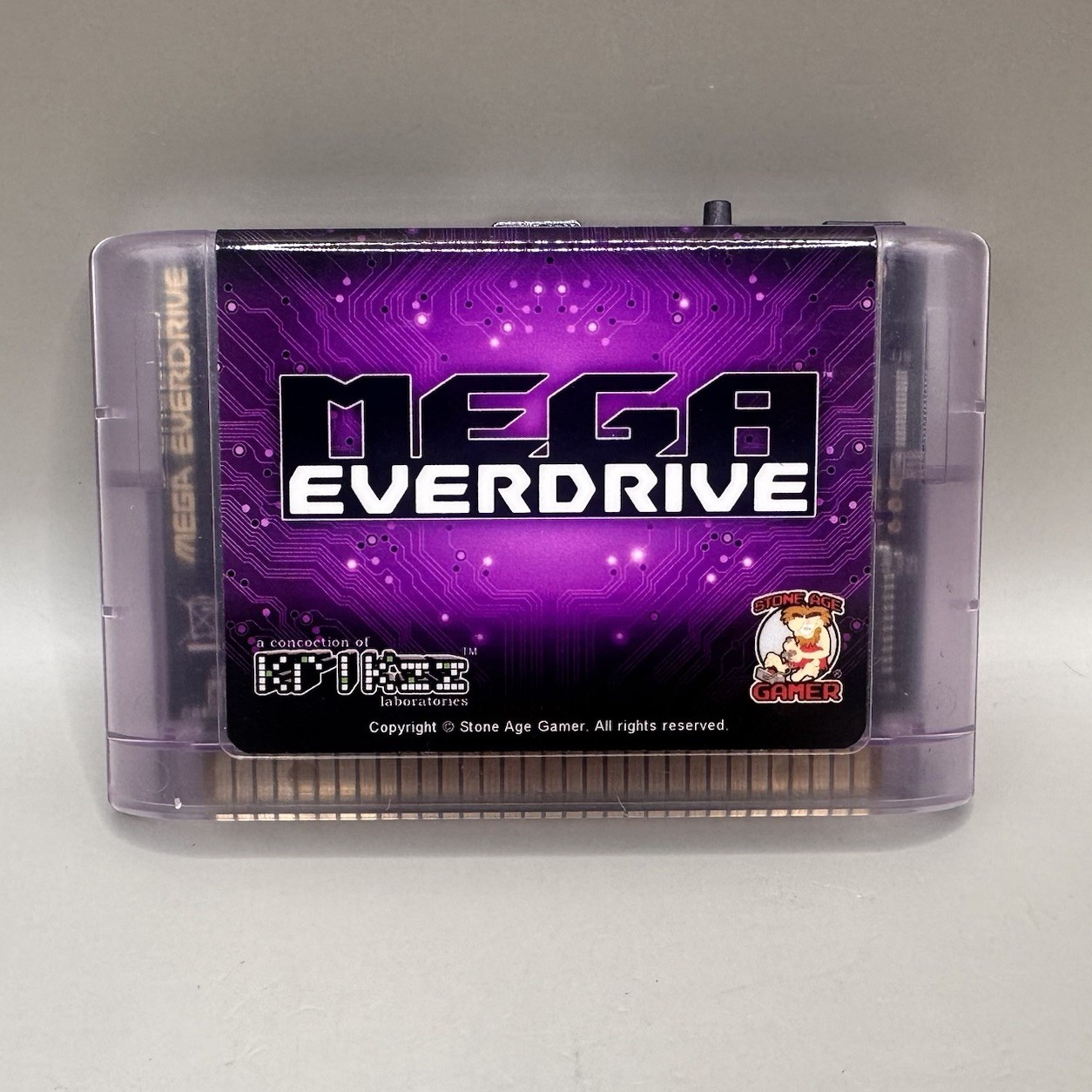 Sega Genesis Mega Everdrive Krikzz Red Cover Art Purple Smoke Cartridge