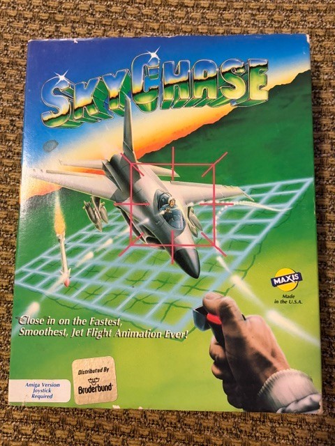 SKYCHASE MAXIS AMIGA GAME W/ BOX + PAPERS CLASSIC COMPUTER SEE PICS