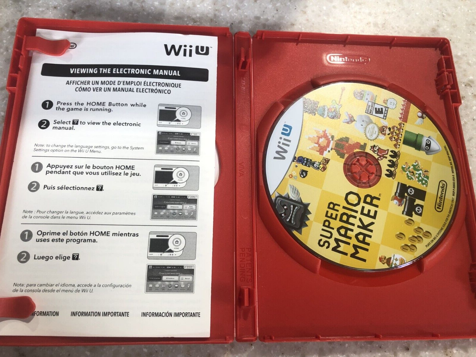 SUPER MARIO MAKER WII U NINTENDO WIIU WII U GAME & CASE NES HQ
