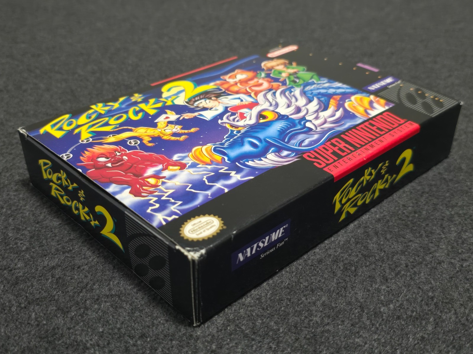 SNES POCKY & ROCKY 2 Complete CIB Box Game Super Nintendo RARE Natsume