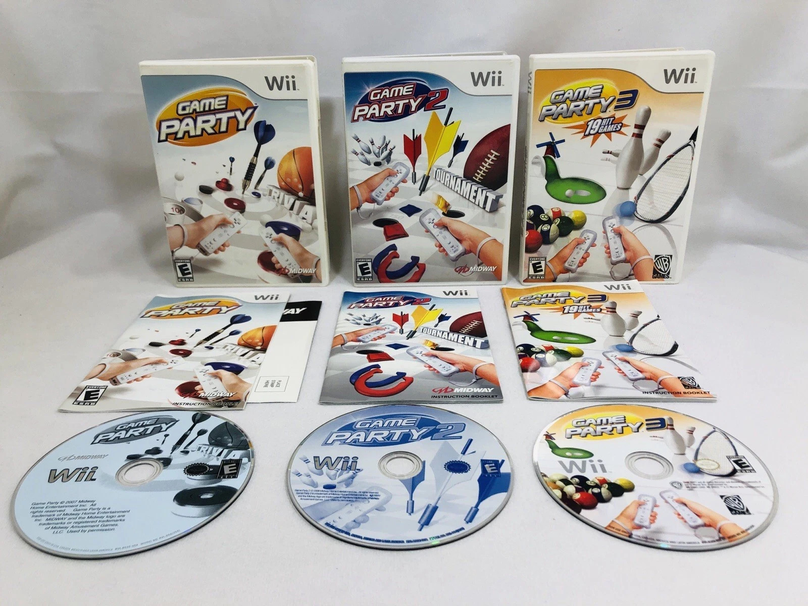 Game Party 1 2 & 3 Nintendo Wii Game Set Lot Complete With Manuals Good Cond