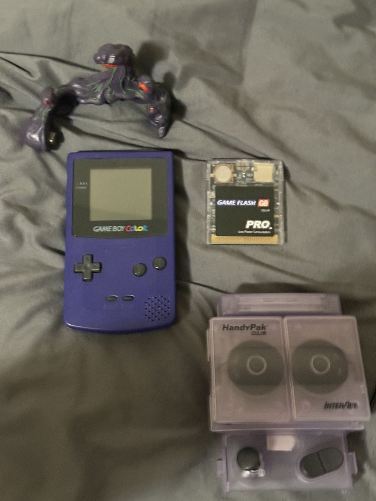 Game Boy Color Purple CGB-001 Handheld Console Tested & Works-WITH ACCESSORIES