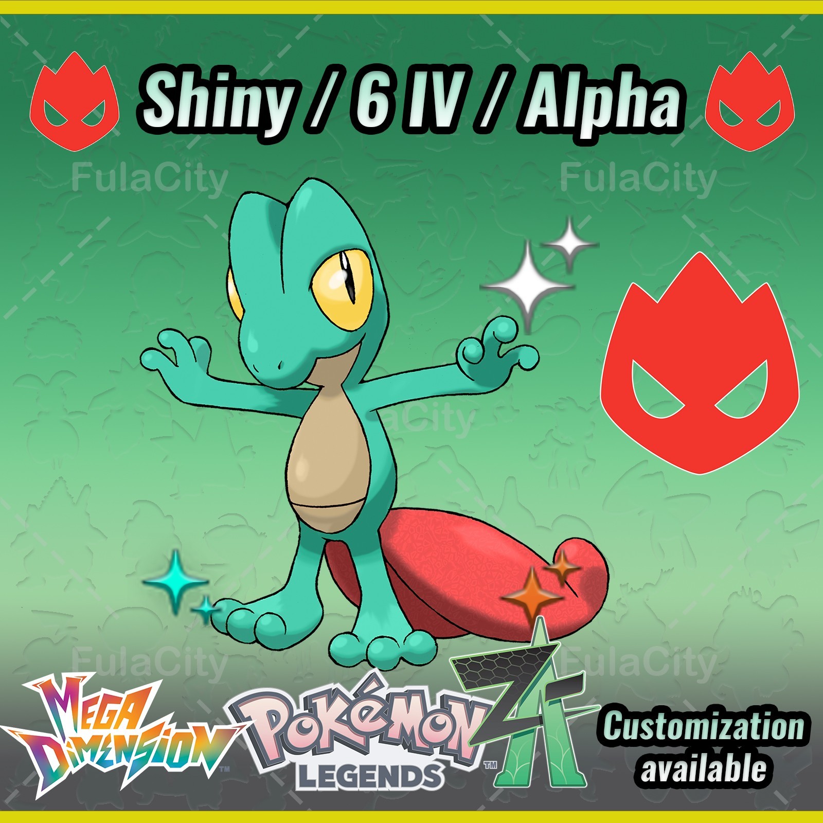 Treecko ❗❗❗ Alpha Shiny ❗❗❗ Pokemon Legends ZA ⚫ 6 IV 🟢 @ Any item