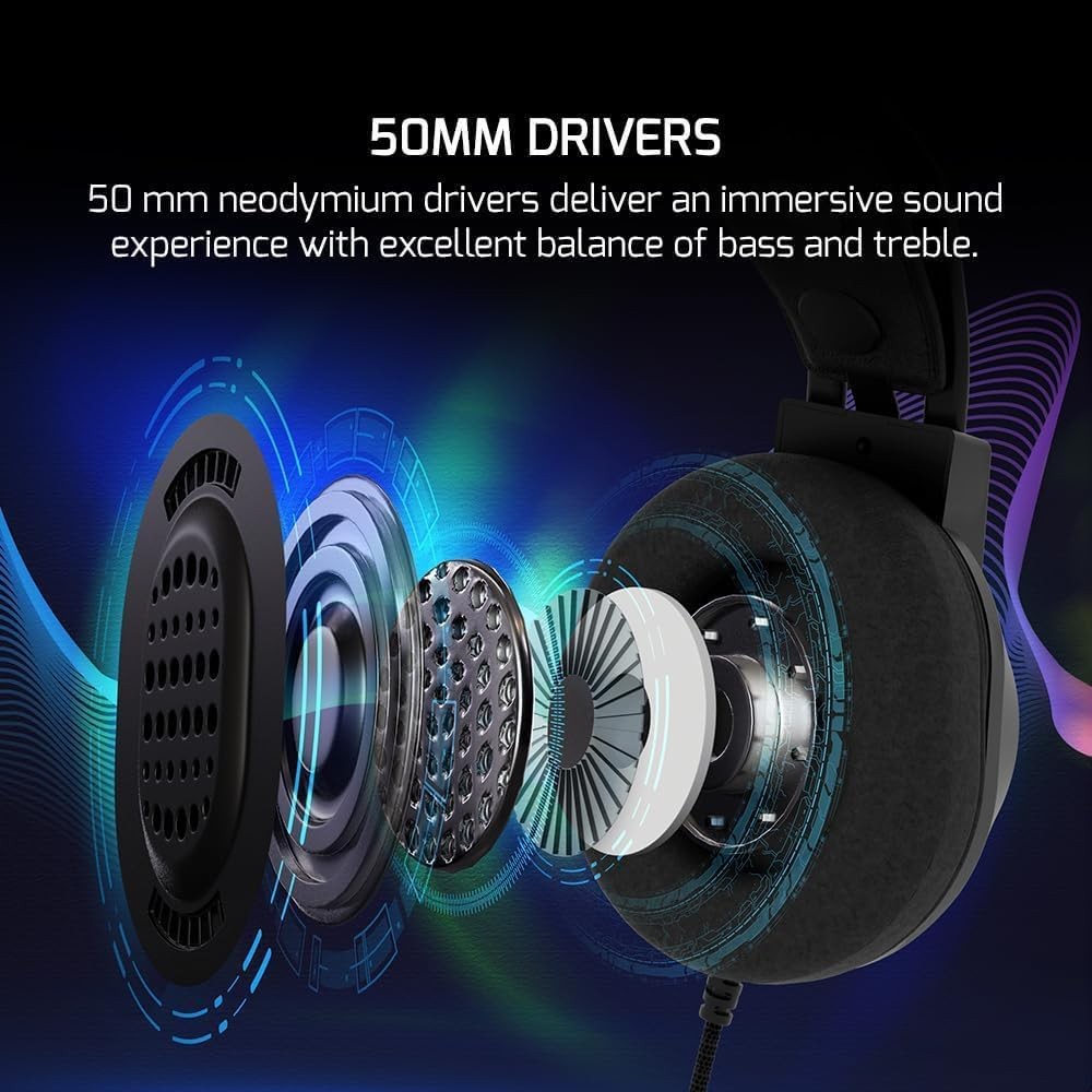 Voldon X 3.5mm Jack Gaming Headset – Wired Headphones with 50MM Drivers, Comf…