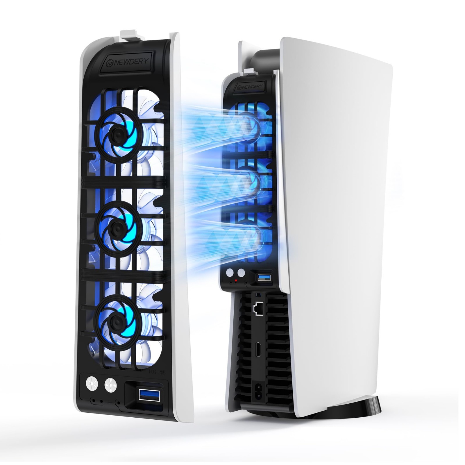 NEWDERY Cooling Fan for PS5 Larger Fan Quiet Cooler With Auto Speed 9-Blades