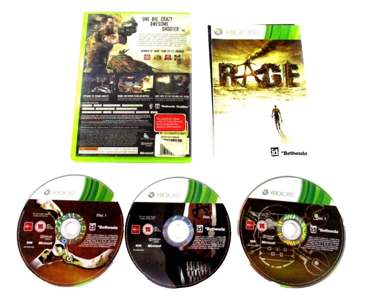 Rage XBOX 360 MA15+ PAL R4 2011 Rad Games + Manual Tested
