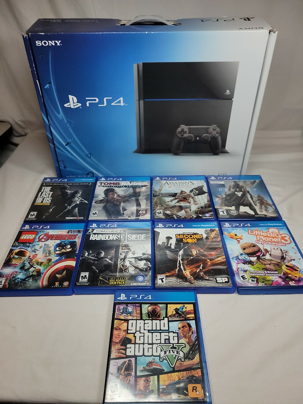 SONY PS4 PlayStation 4 Console 500 GB, 2 Controllers, 9 Games & Camera