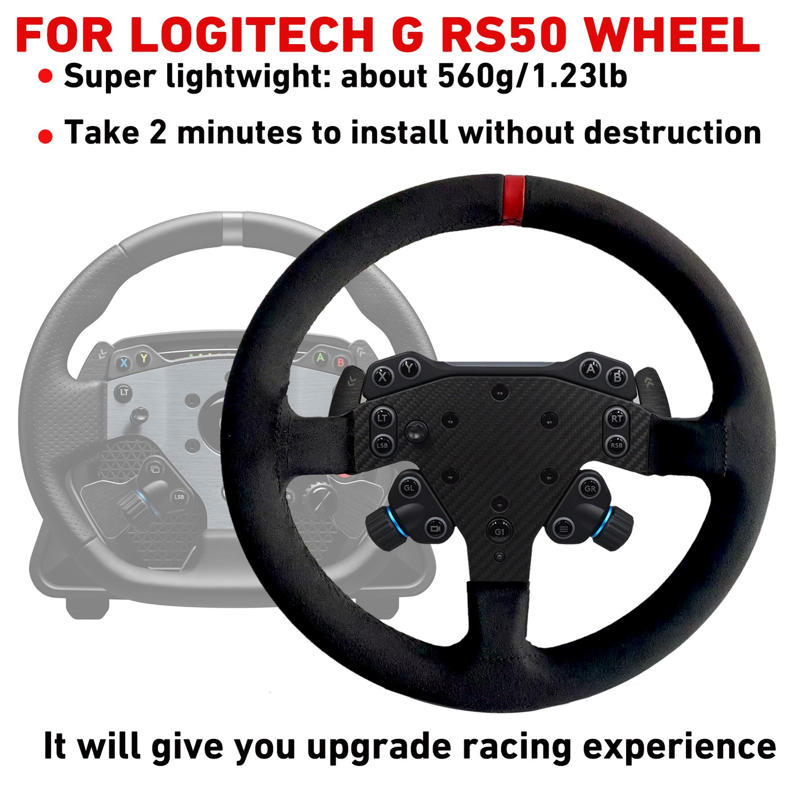 13 Inch GT F1 Racing Wheel Mod For Logitech RS 50 System Steering Wheel Hub Base