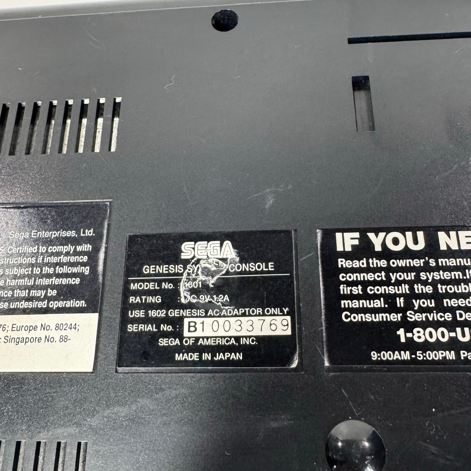 Sega Genesis Console 16-Bit Model 1601 Untested Console Only For Parts Repair