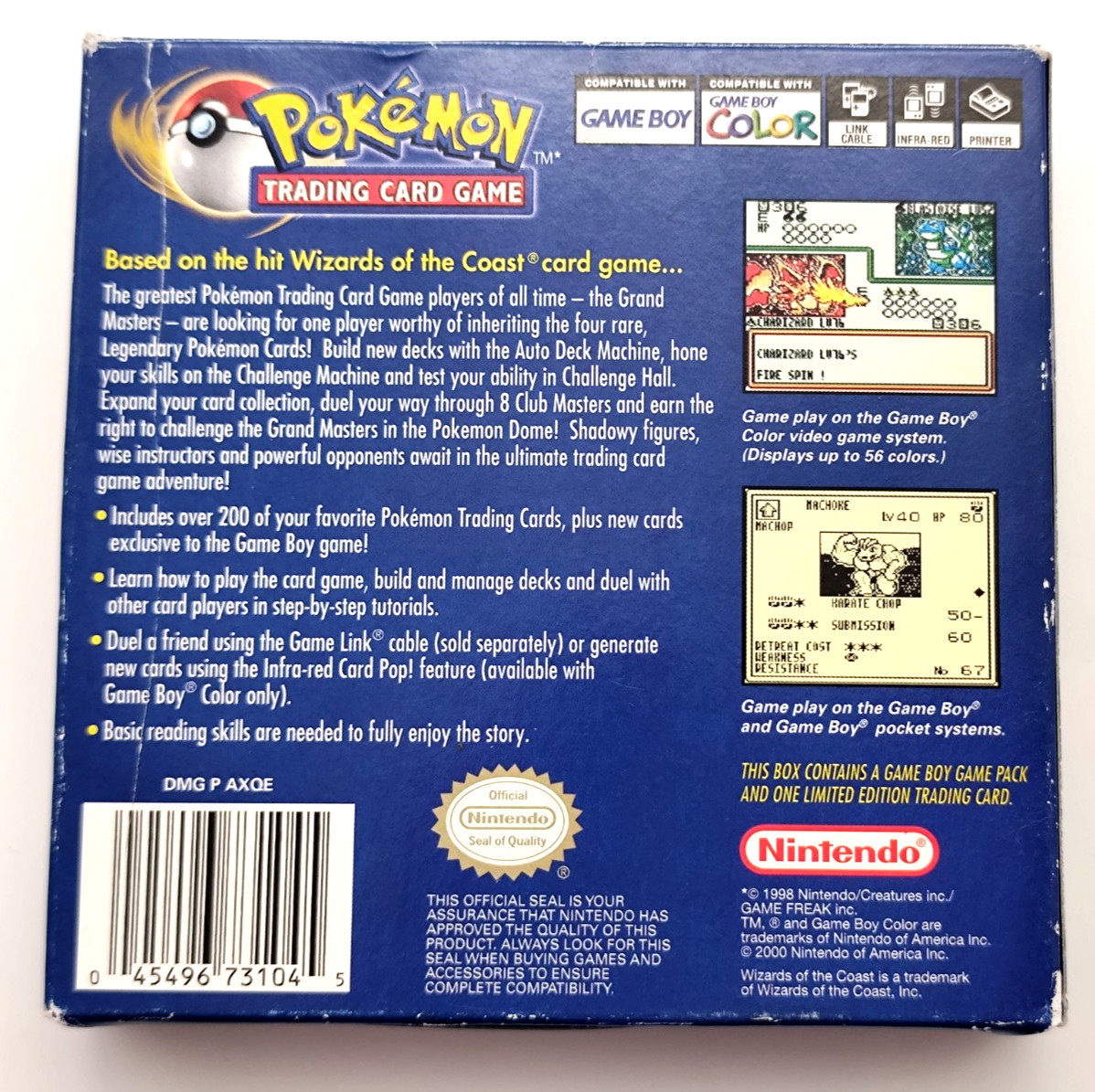 Pokemon Trading Card Game (Game Boy Color GCB, 2000) COMPLETE CIB Authentic Dry