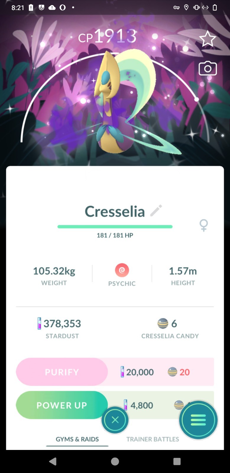 Pokemon G0 – Shiny Shadow Cresselia (puri) Special BG Go Wild Area 2025