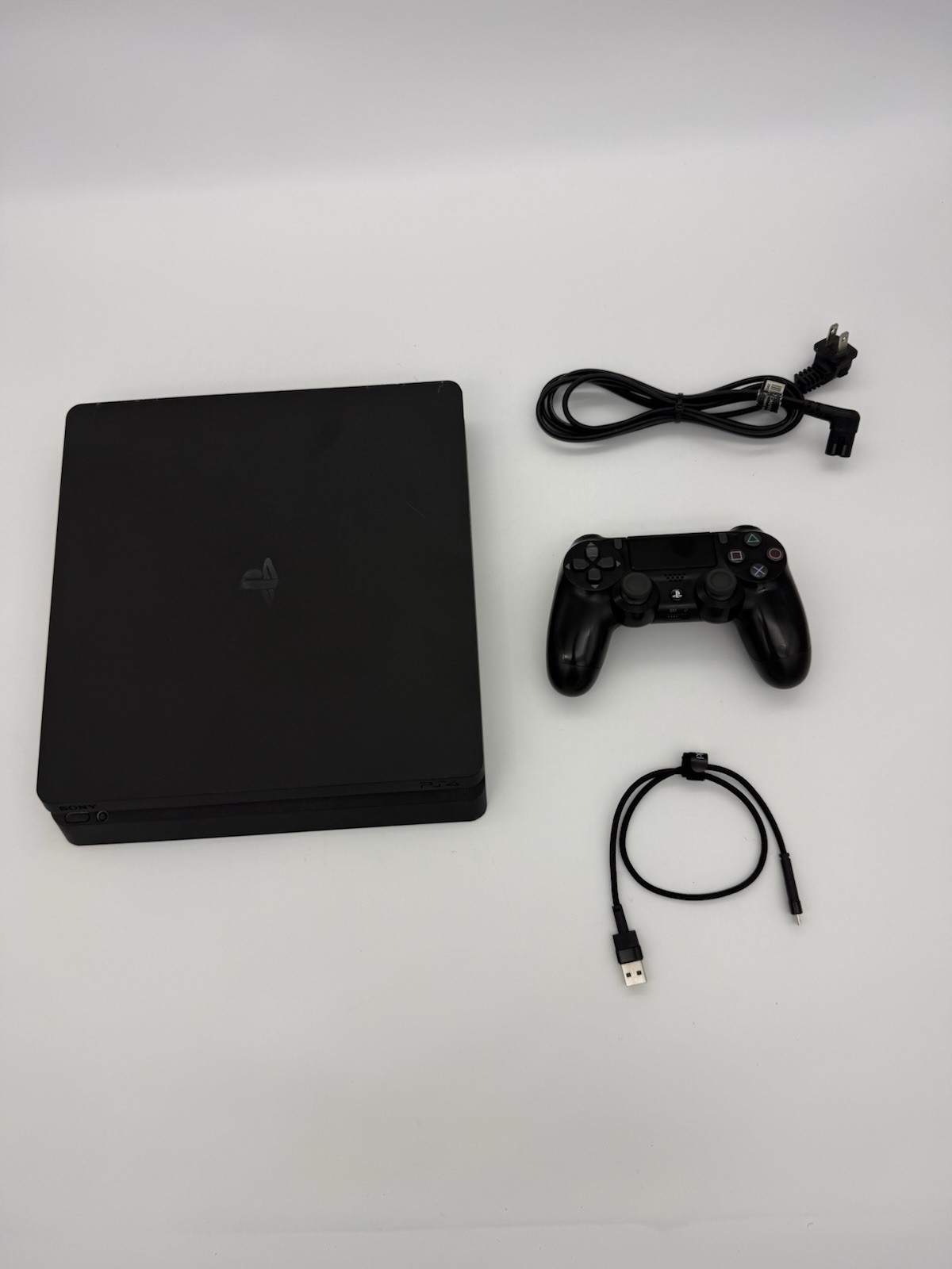Sony Playstation 4 PS4 Slim 1TB Jet Black Console W/Controller & Cables FW 13.5