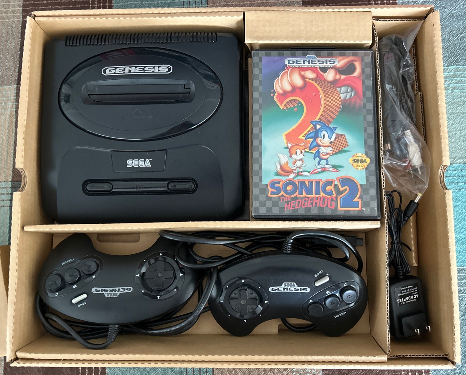 Sega Genesis Model 2 Console Complete in Box Sonic 2 Bundle, New RCA&AC Adapter