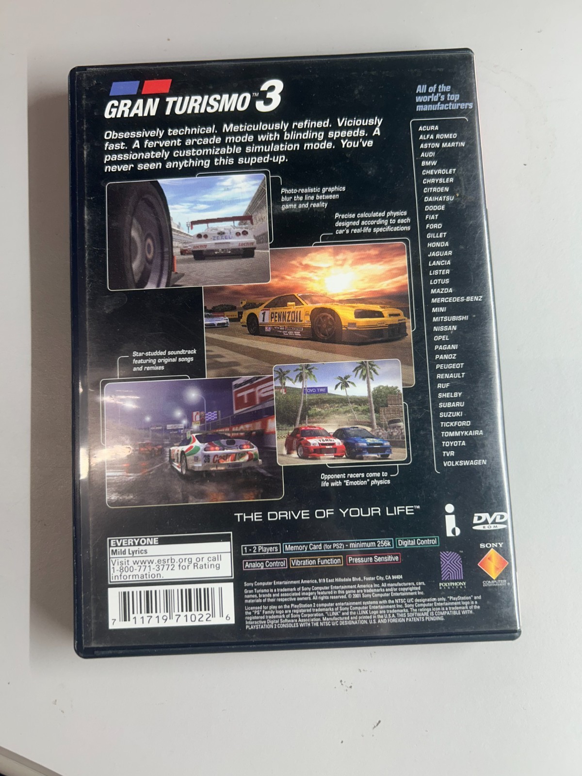 Gran Turismo 3 A-Spec PS2 Complete CIB Black Label Sony Tested Working