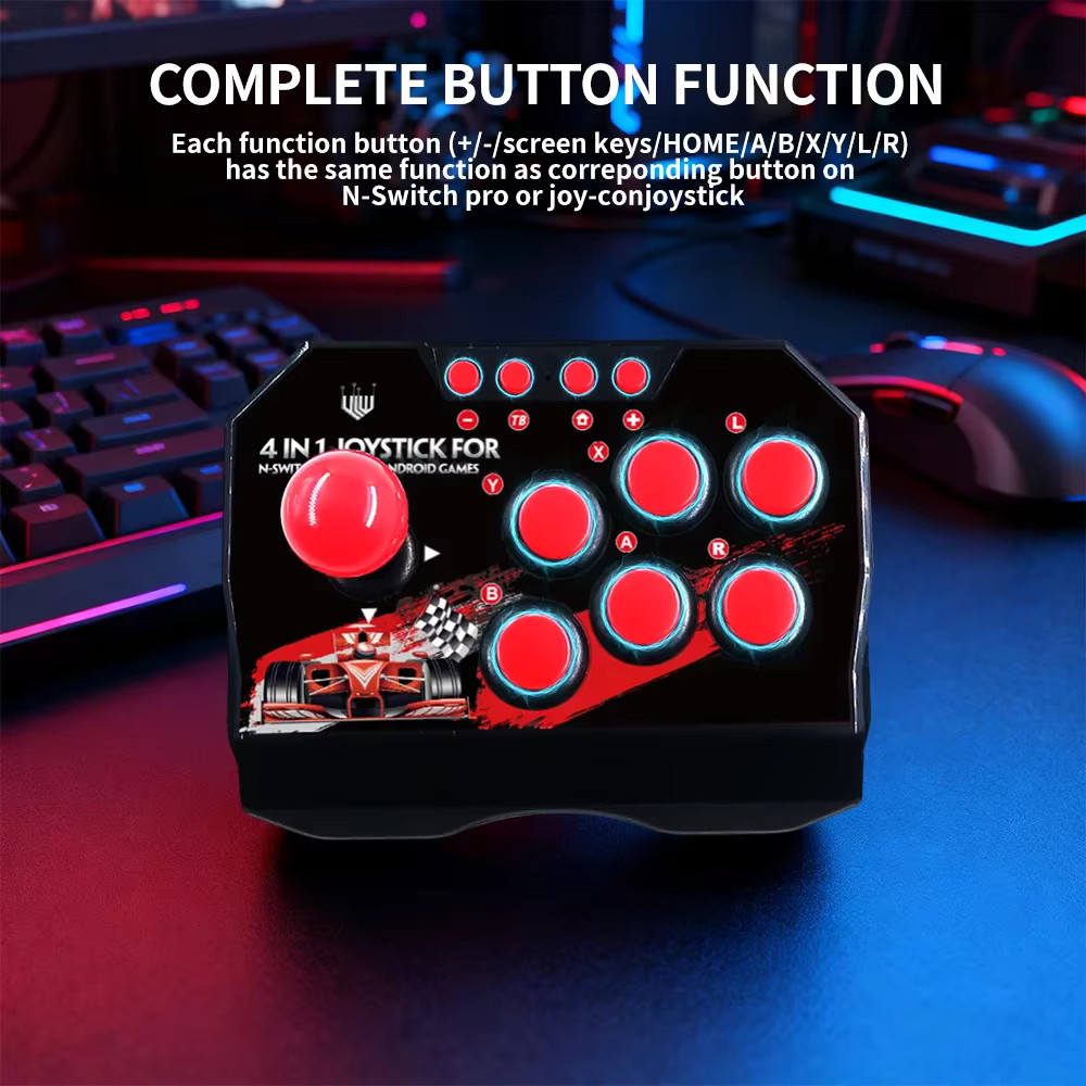4 in 1 Retro Arcade Game Joystick Controller USB Wired for PS3/Switch/PC/Android