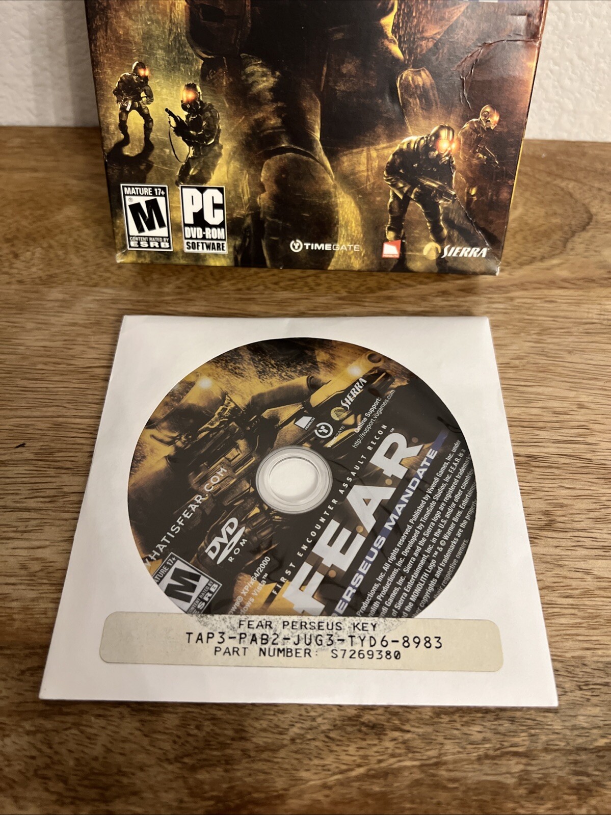 Fear Perseus Mandate First Encounter Assault Rec Video Game Pc Cd-Rom M-Mature