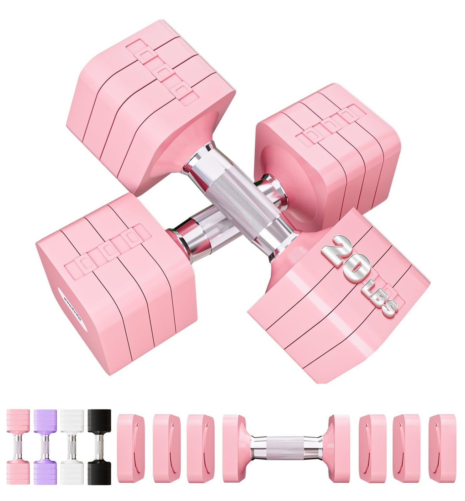 15LB 20LB 30LB 40LB 50LB Adjustable Dumbbell Set Free Weights Dumbbells Set f…
