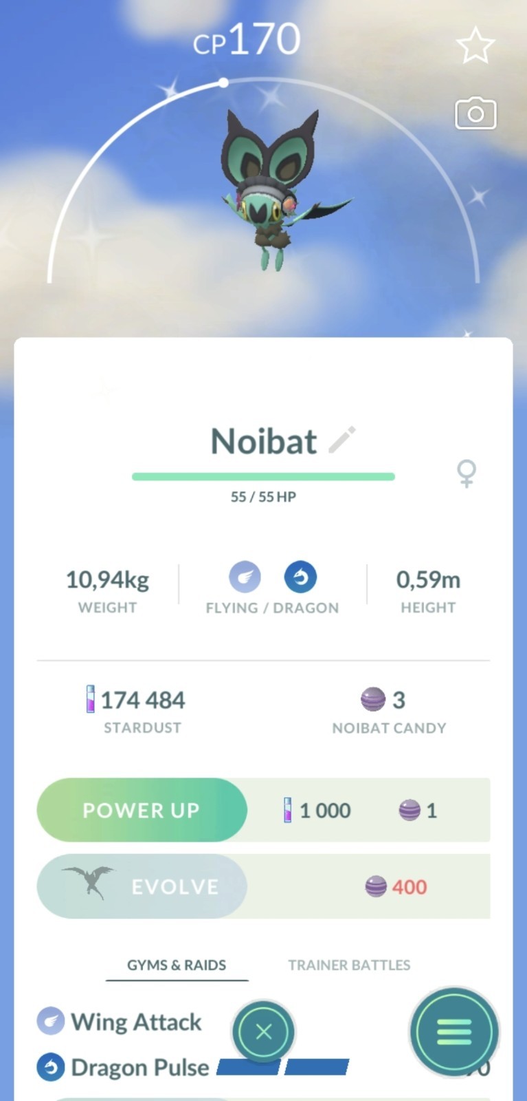 Pokémon🔄Trade🔄Go Shiny Noibat XXL (Wearing Headband) ✨