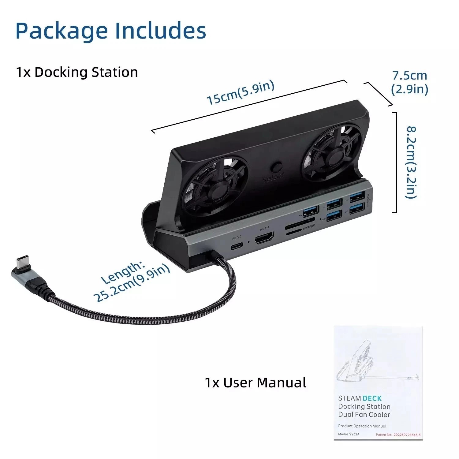 13-In-1 Docking Station For Steam Deck OLED & ROG Ally X& Legion Go Dual Cooling