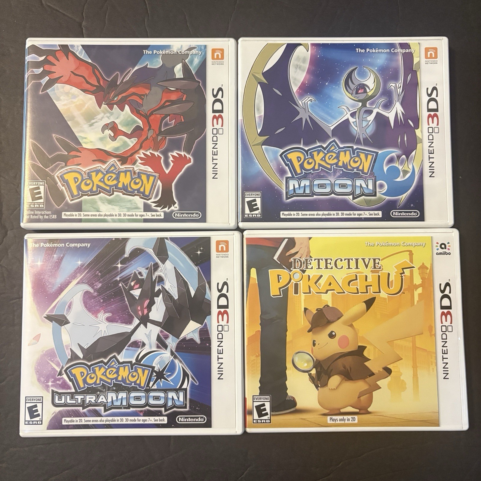 NO GAME Pokemon 4 Case Only Lot Ultra Moon Y Pikachu Nintendo 3DS Card Expired