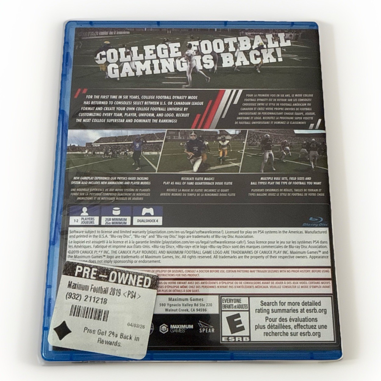 Maximum Games Maximum Football 2019 Championship Edition PS4 American Football