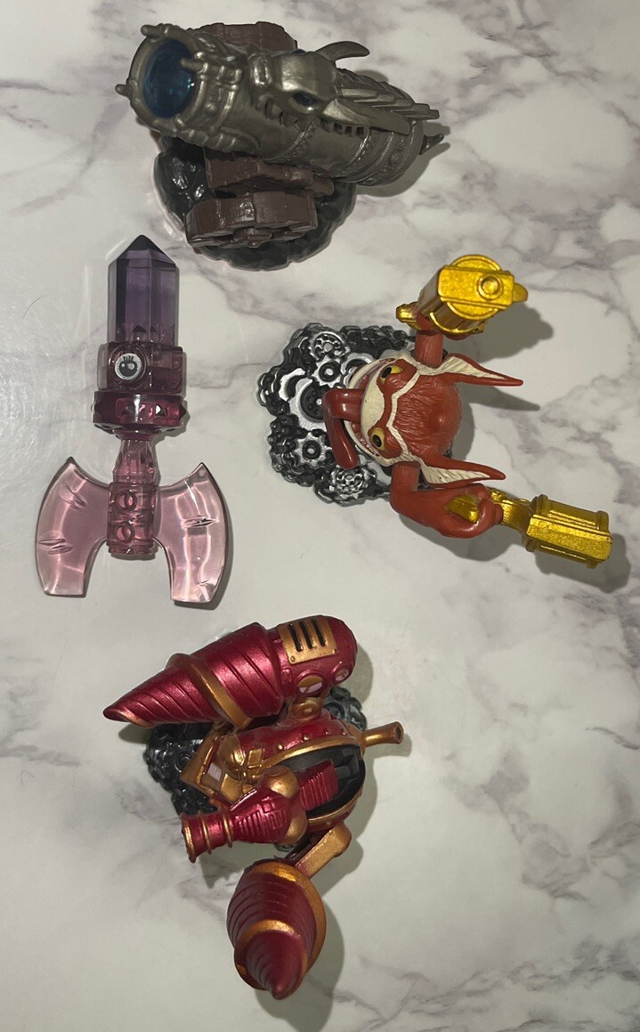 Skylander Lot 4 Dragon Fire Cannon,Trigger Happy,Drill Sergeant & Undead Axe