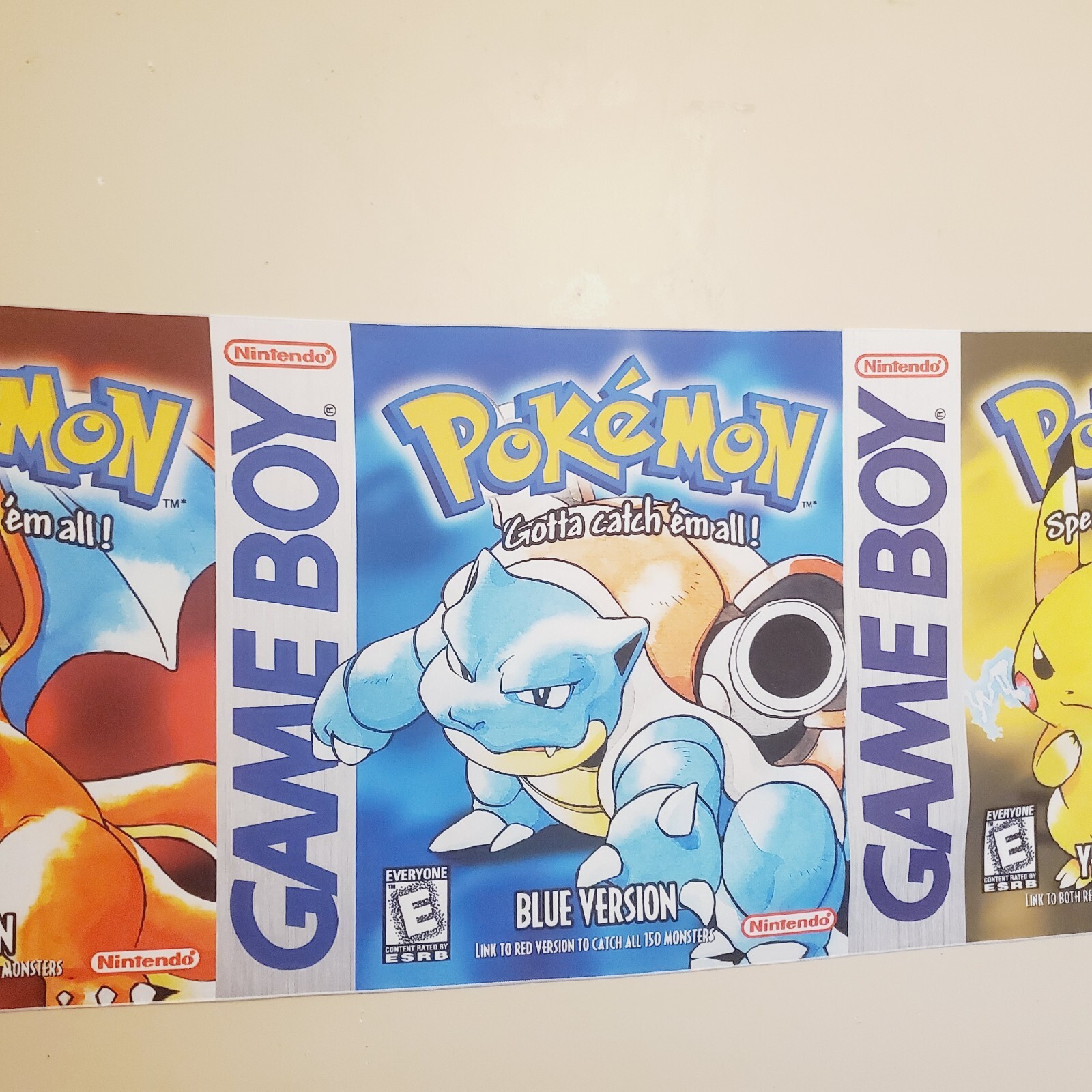 Pokémon Red Blue Yellow tapestry flag Gameboy box art covers Pikachu banner