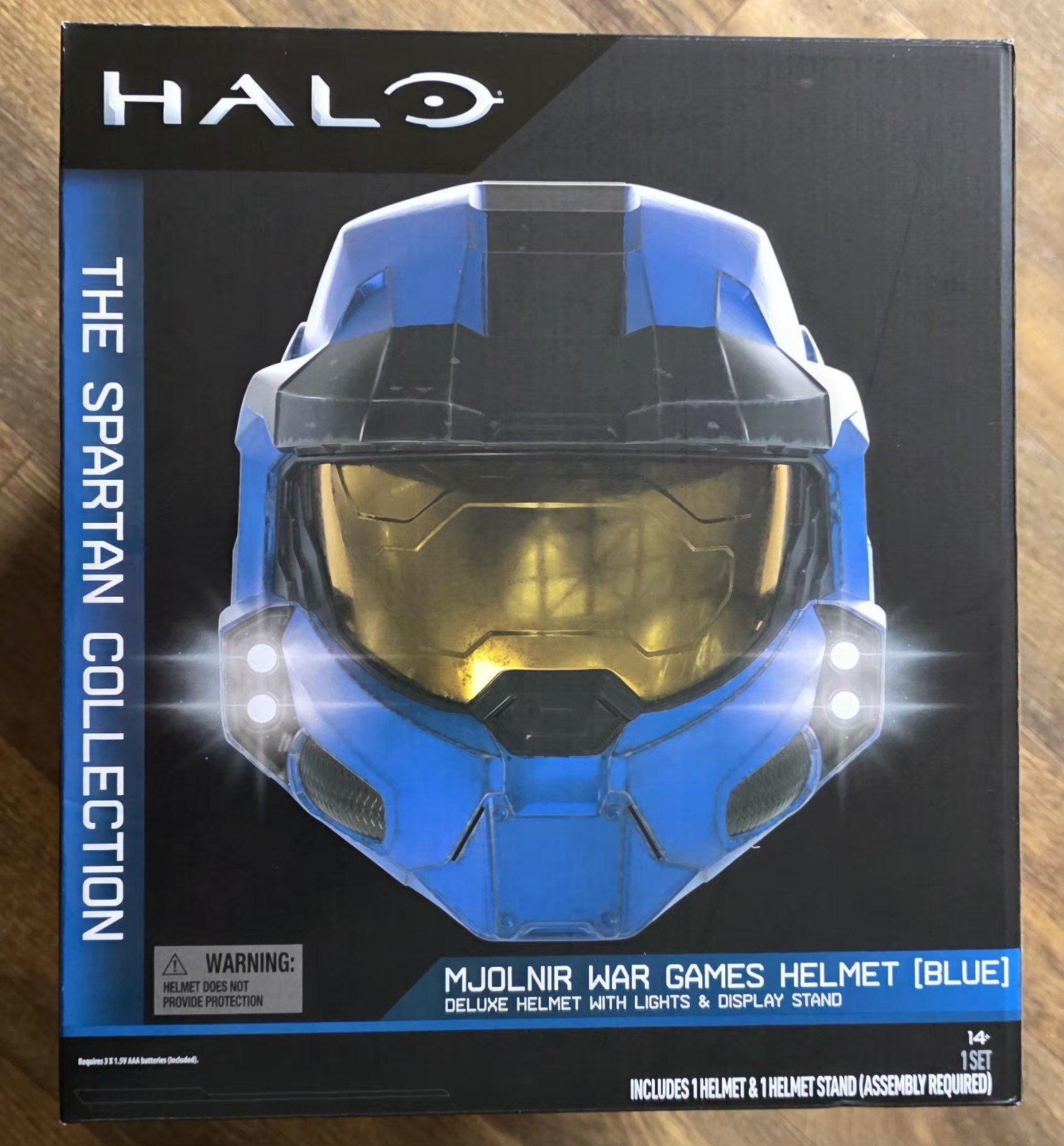 Mjolnir War Games Helmet (Blue) Deluxe Helmet With Lights & Display Stand