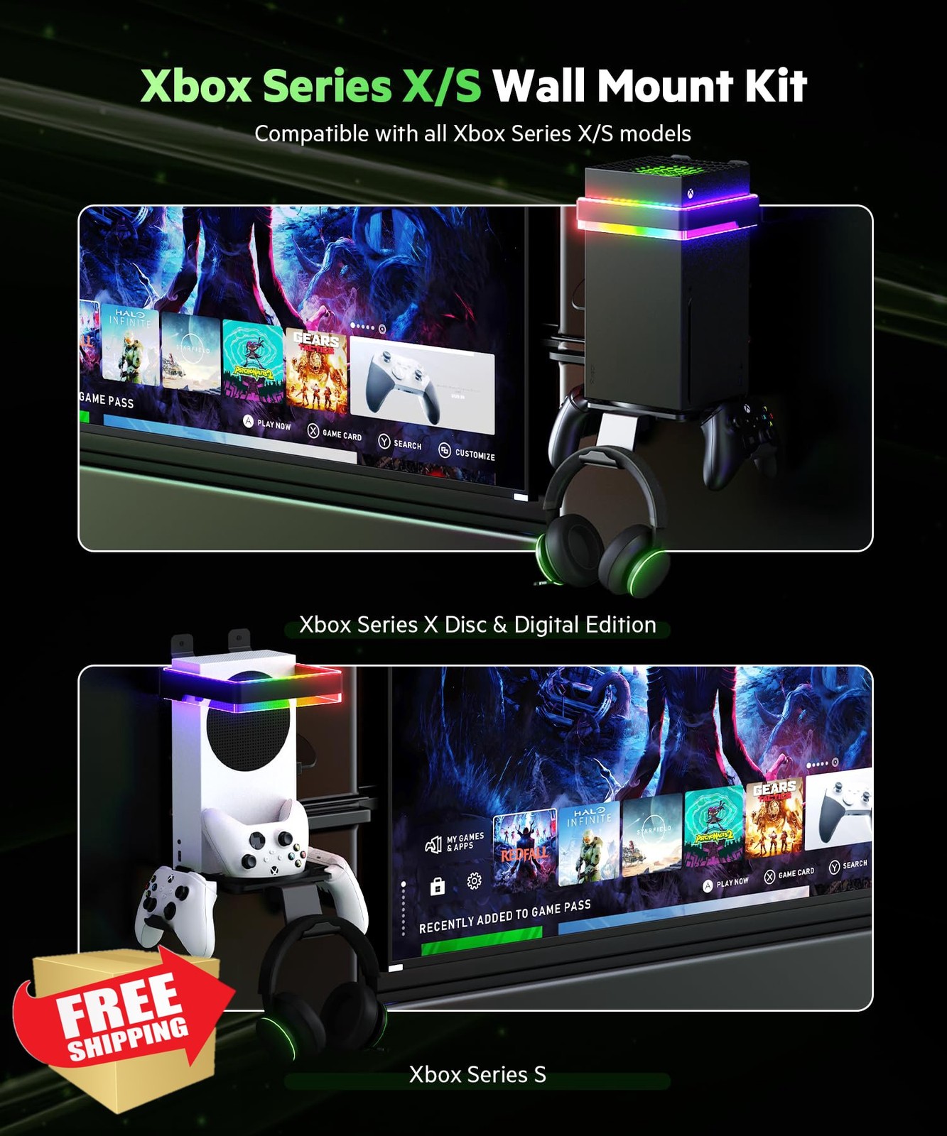 Luckit Xbox Series X/S Wall Mount w/ RGB