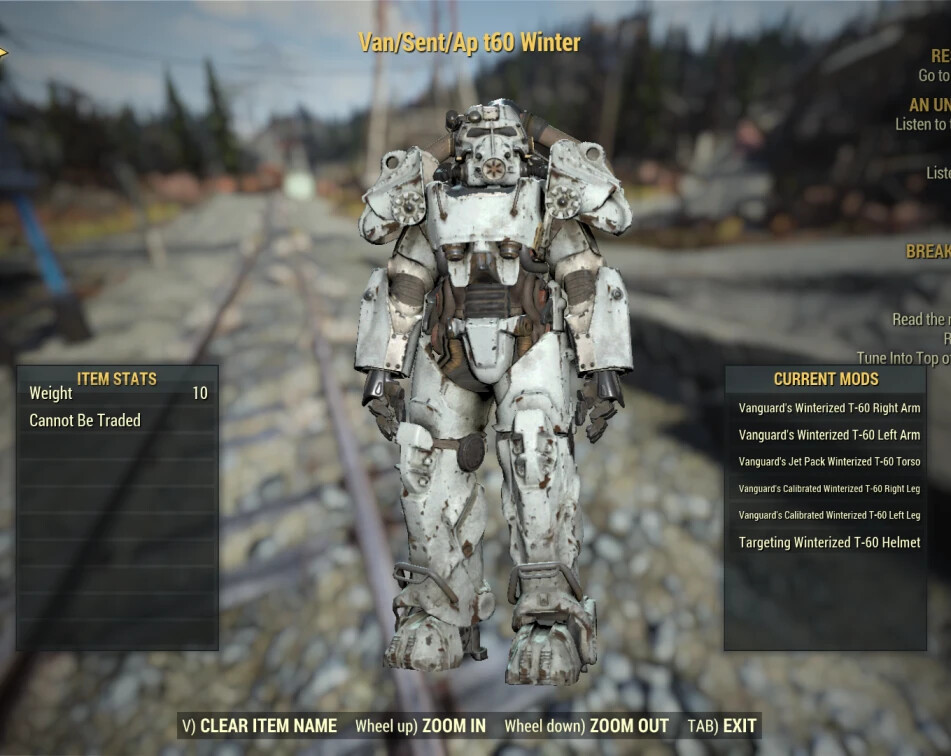 ⭐️⭐️⭐️ (PC) Vanguard T-60 Sentinel Power Armor Set ( FULL AP REFRESH) Winterized