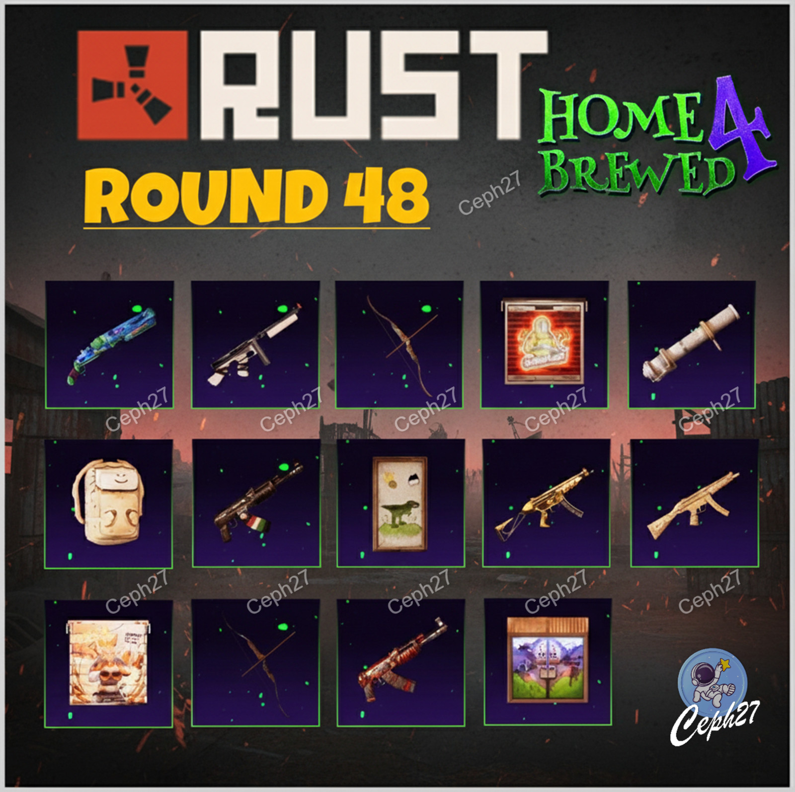 Rust Twitch Drops – Round 48 – ALL 14/14 Items/Skins