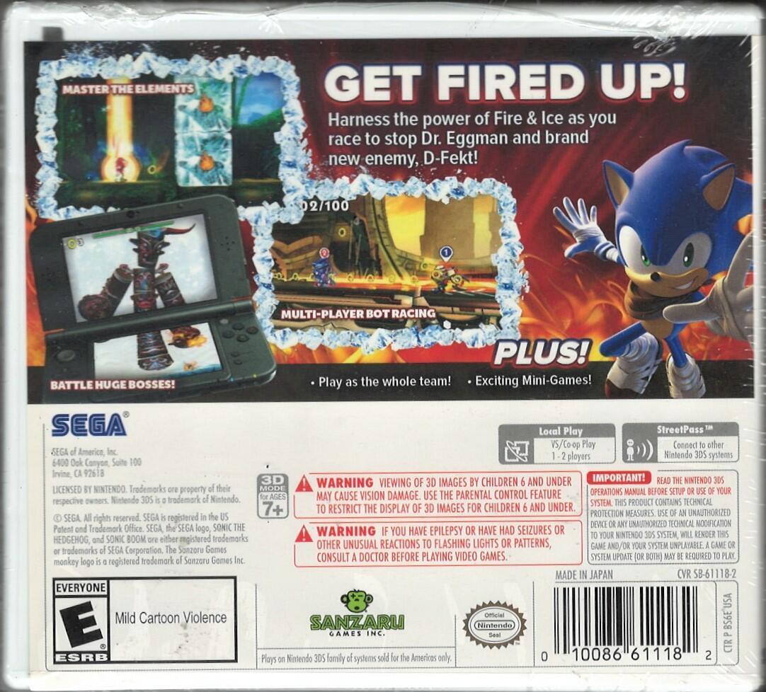 Sonic Boom: Fire & Ice 3DS (Brand New Factory Sealed US Version) Nintendo 3DS, N