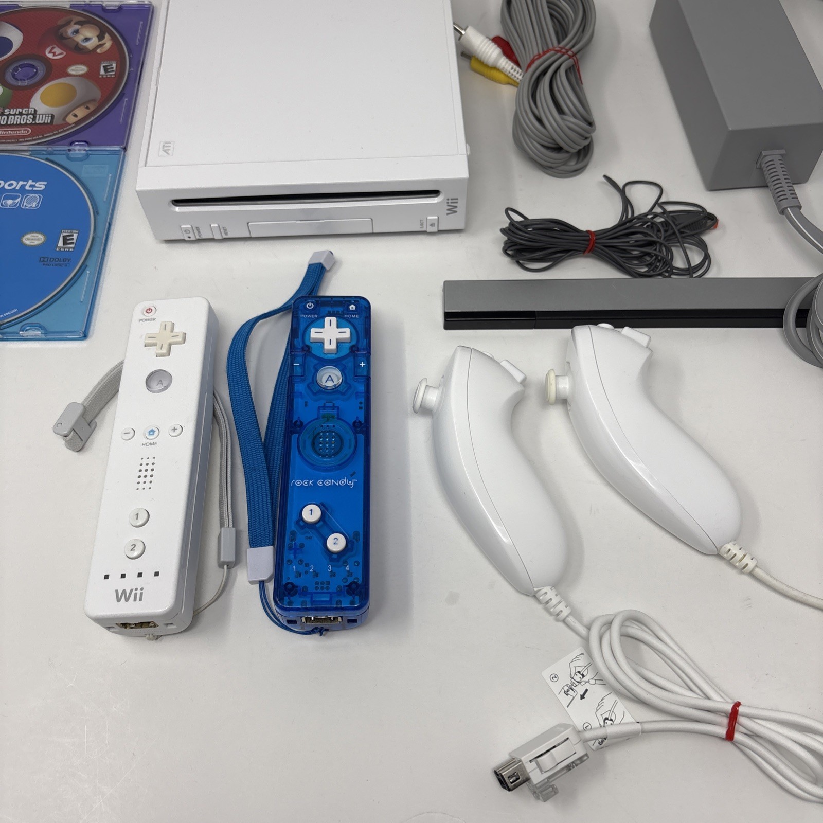 Nintendo Wii Console Bundle w/ 2 Remotes – 2 Nunchuks – Wii Sports – Mario