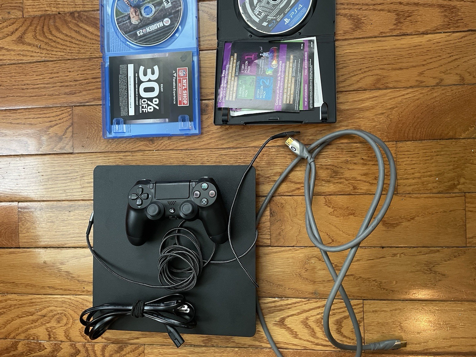 Sony PlayStation 4 Slim 500GB Black Console with Original Controllers and Games