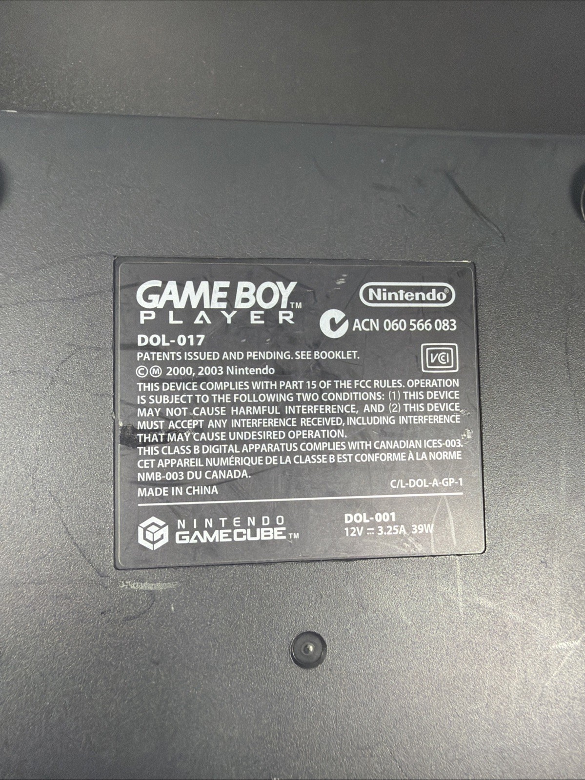 Nintendo GameCube Gameboy Player Adapter DOL-017 Good Black Tested