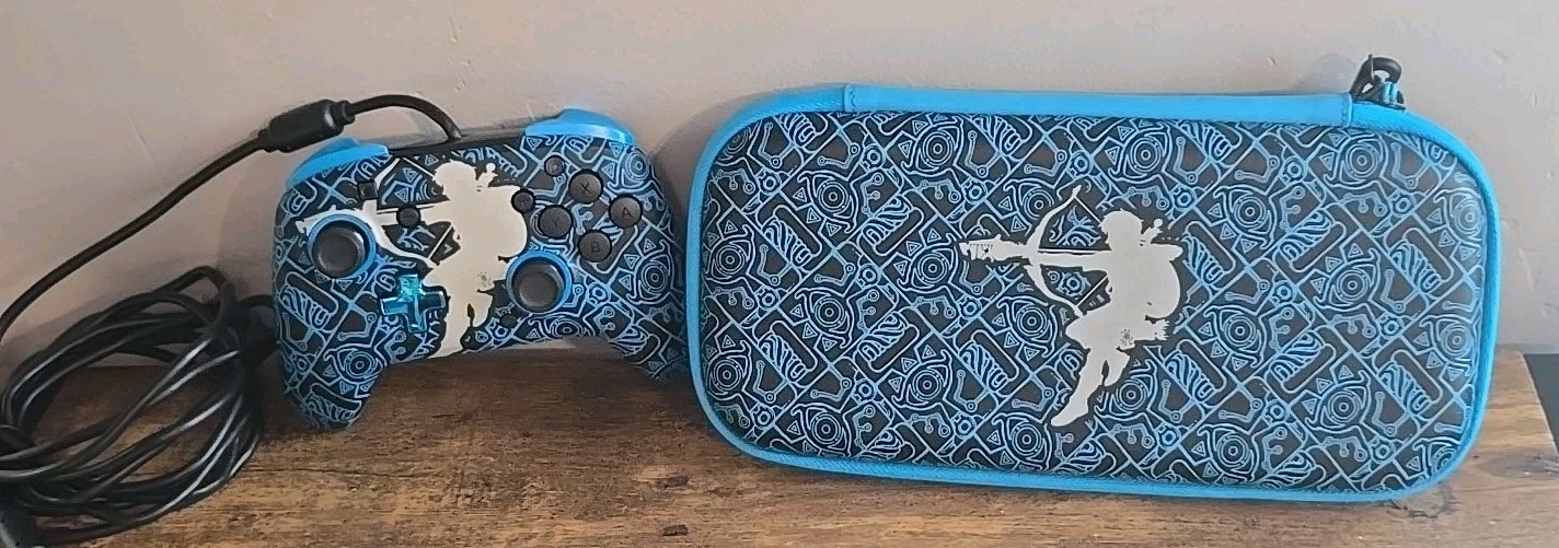 PDP Gaming GLOW Bundle Kit: REMATCH Wired Pro Controller Travel Case Zelda Wrk