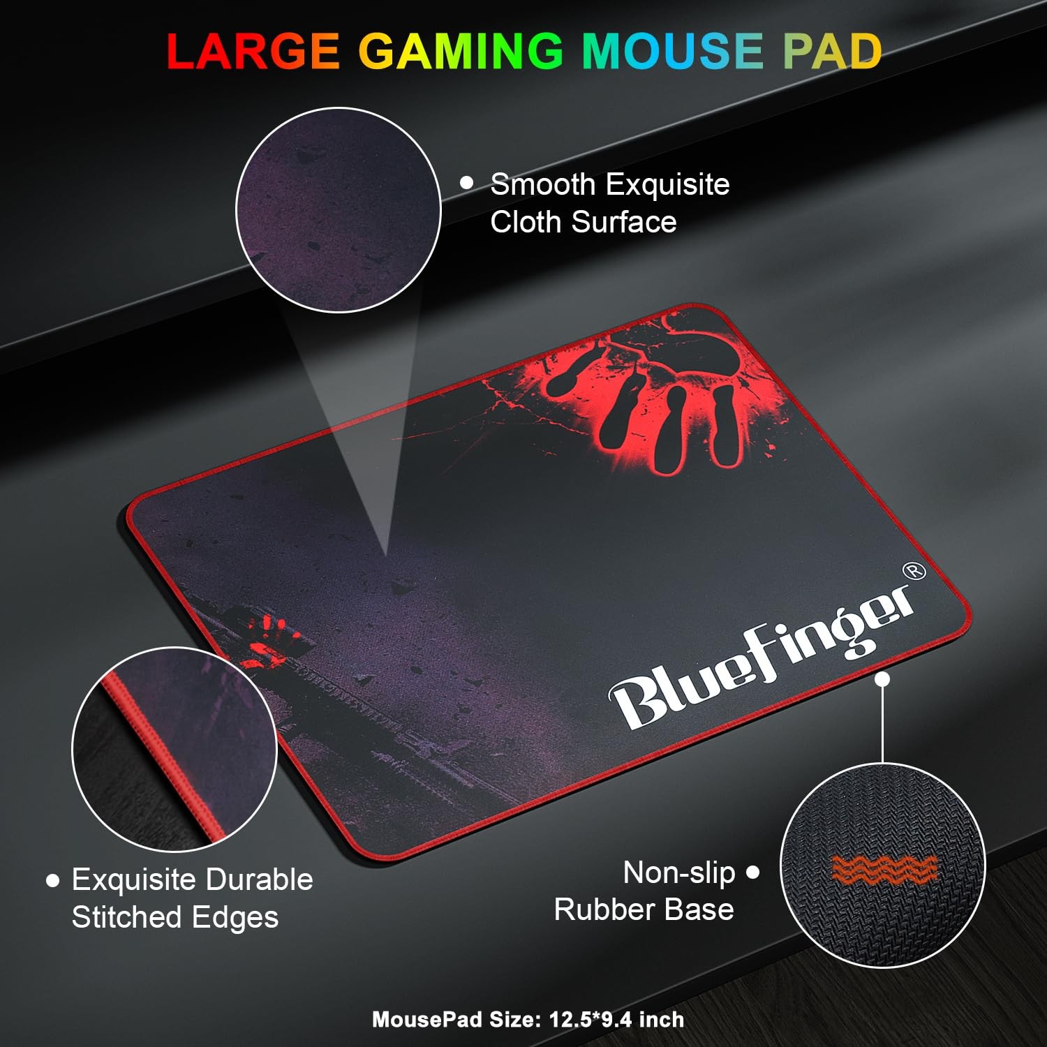 BlueFinger RGB 87 Keys Gaming Keyboard and Backlit Mouse Wired, Black & Gray